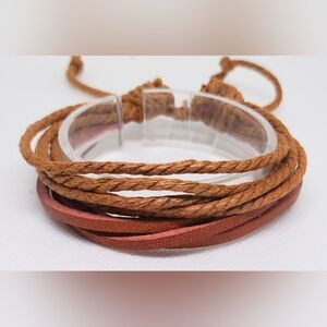 Men's bracelet leather braided layered brown new e81‎